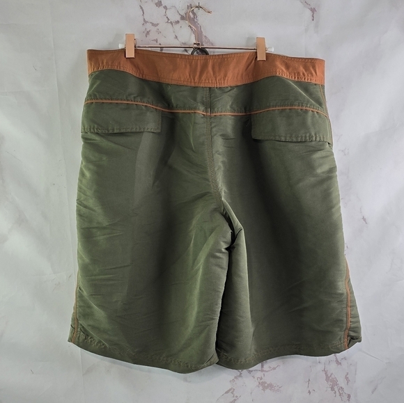 Columbia Swim Trunks Mens 38 Large Green Orange Board Shorts Drawstring - Picture 5 of 10